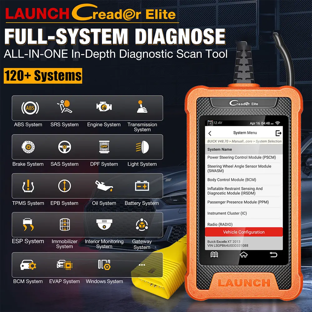 LAUNCH X431 Elite OBD2 Full System Diagnostic Tools Automotive Scanner Active Test Coding 31+ Reset For Audi For Benz For BMW