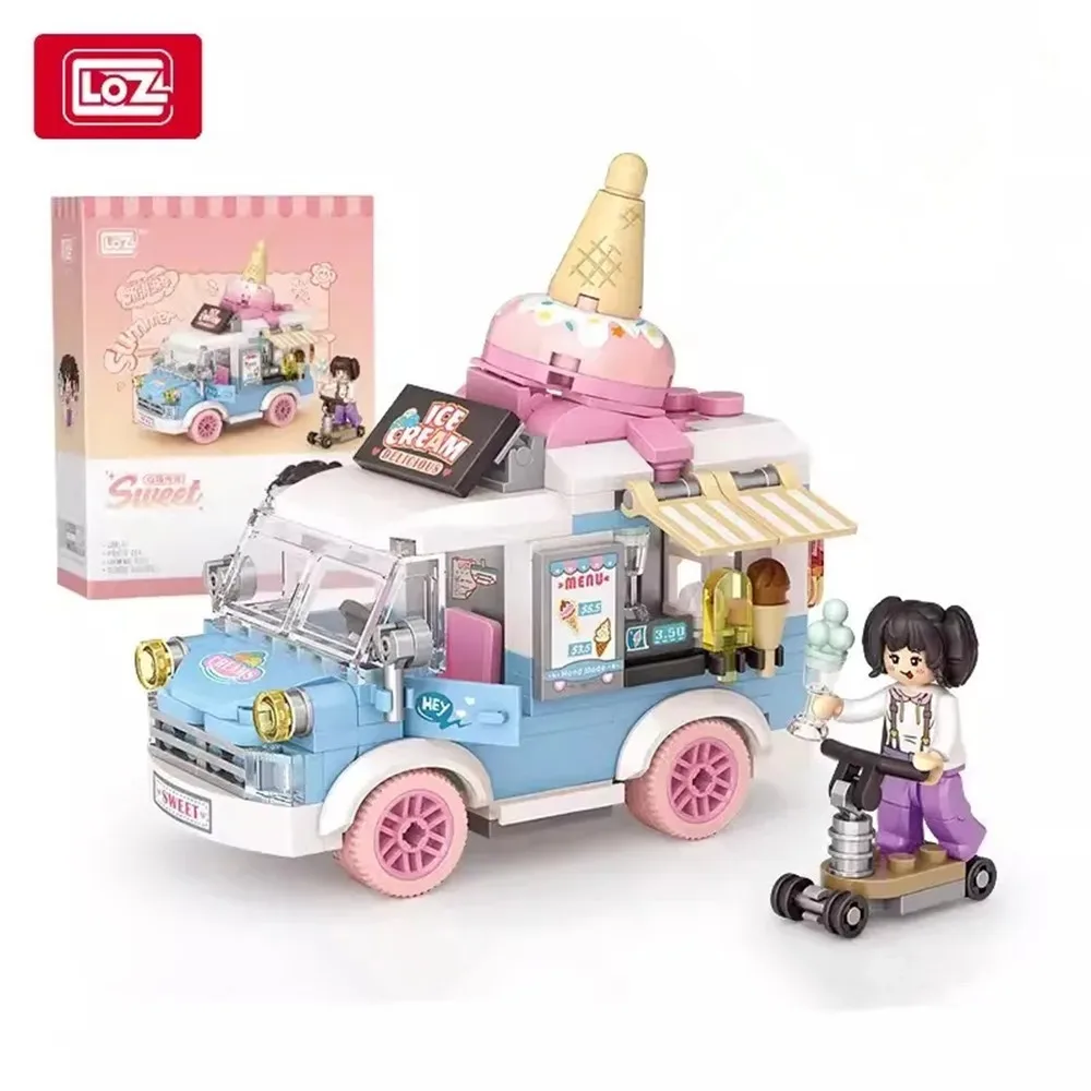 LOZ Mini Blocks City Series Street view 294pcs+ FOOD truck fruit/icecream car learning Assemble Toys toys for children 4207
