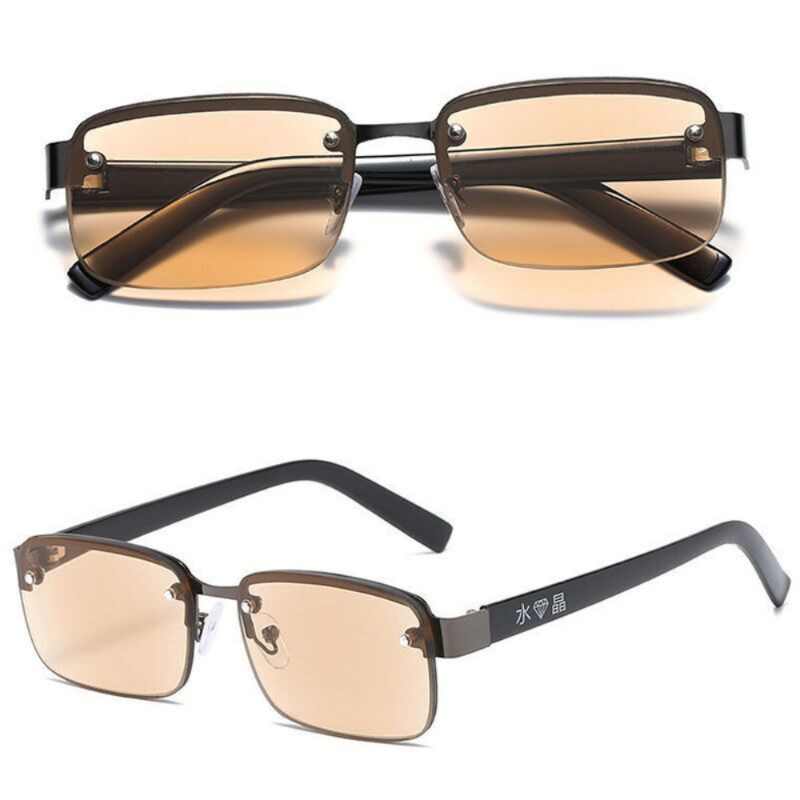 Gafas de lectura de media montura para hombre, lentes de alta calidad con piedra Natural Original para presbicia, + 2,0