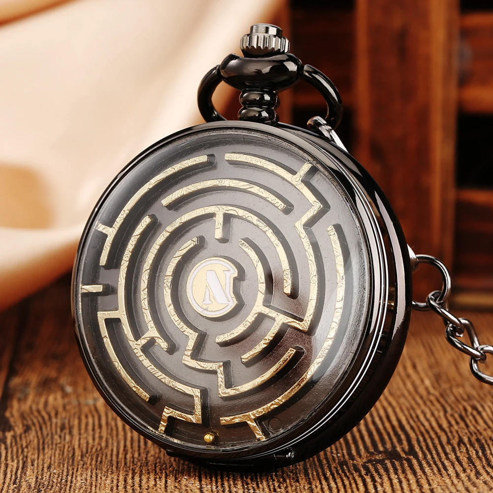 Black/Gold/Rose Gold new Cover Unique Movable Ball Maze 2025 Small Game Display Quartz Vintage Pocket Watch Gift Kids Men Women