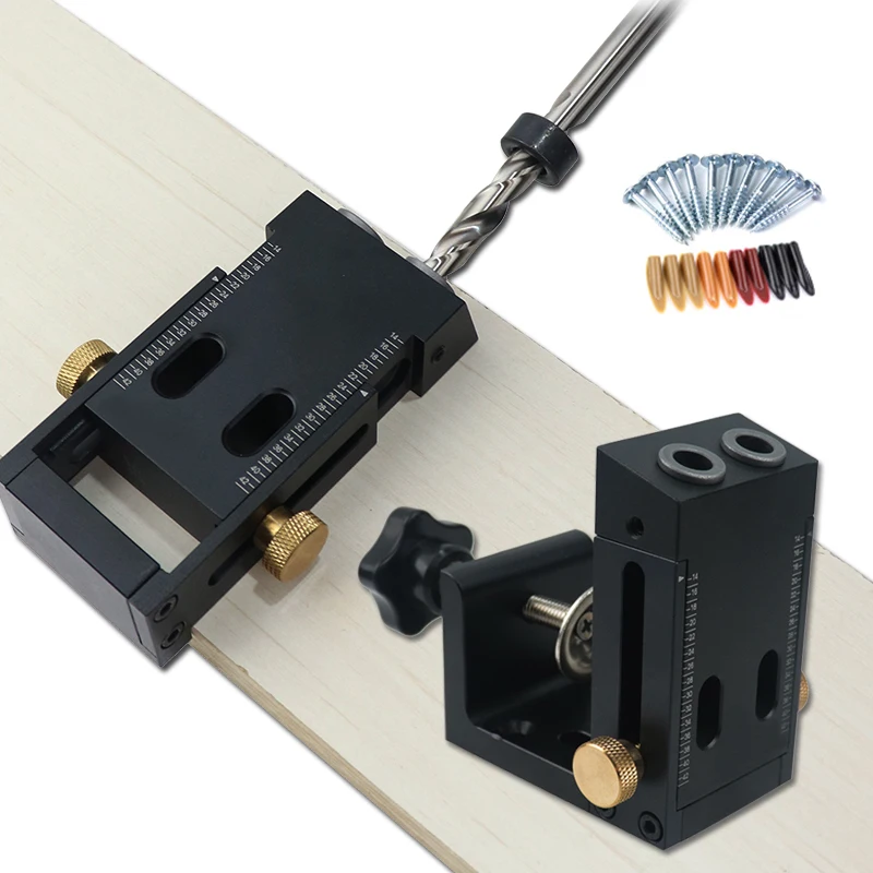 Portable Pocket Hole Jig Kit Inclined Hole Doweling Jig 15 Degree Angle Hole Puncher Household Cabinet Furniture Carpentry Tools