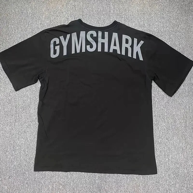 European and American Muscle Shark Street Fitness Gymshark Sports Shortsleeved Mens Tshirt Chris 100cotton Strength Loose Top 240518