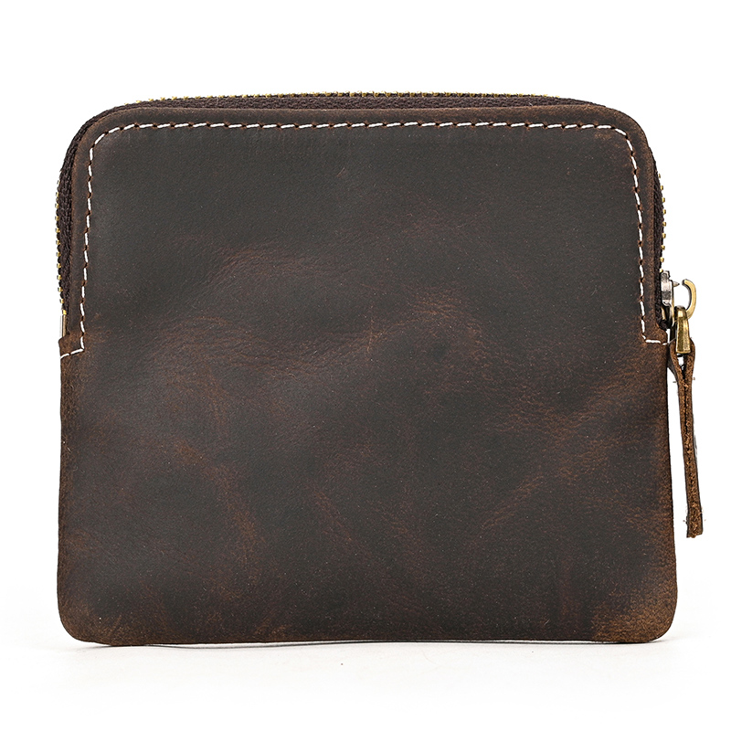 Luufan Crazy Horse Leather Men Zipper Coin Purse Card Holder Short Wallet Women Man Mini Clutch Wallets Money Cash Short Purse