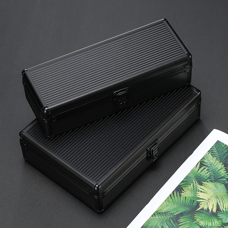 Aluminum Watch Storage Box Suitcase Case Display 5/10 Slots Black Mobile Bulkhead Organizer Box for Men Watch Pillow Clock Boxes