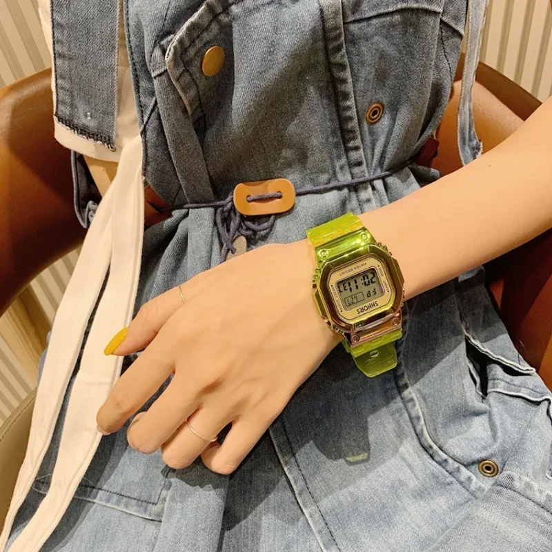 Digital Wristwatches for Men Women Dazzling Electroplate Electronic Watches Students Multi-functional Waterproof Luminous Watch