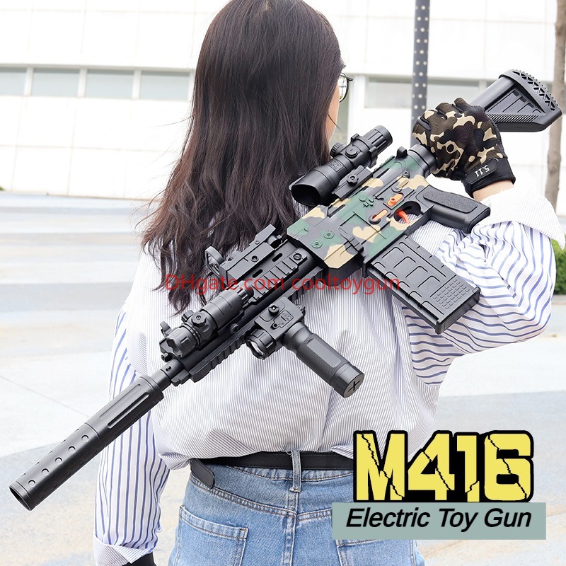 Electric M416 Soft Bullets Toy Gun Detachable Submachine Gun Foam Darts Model Outdoor Cs Pubg Game Prop Look Real Collection Birthday Gifts For Boys F