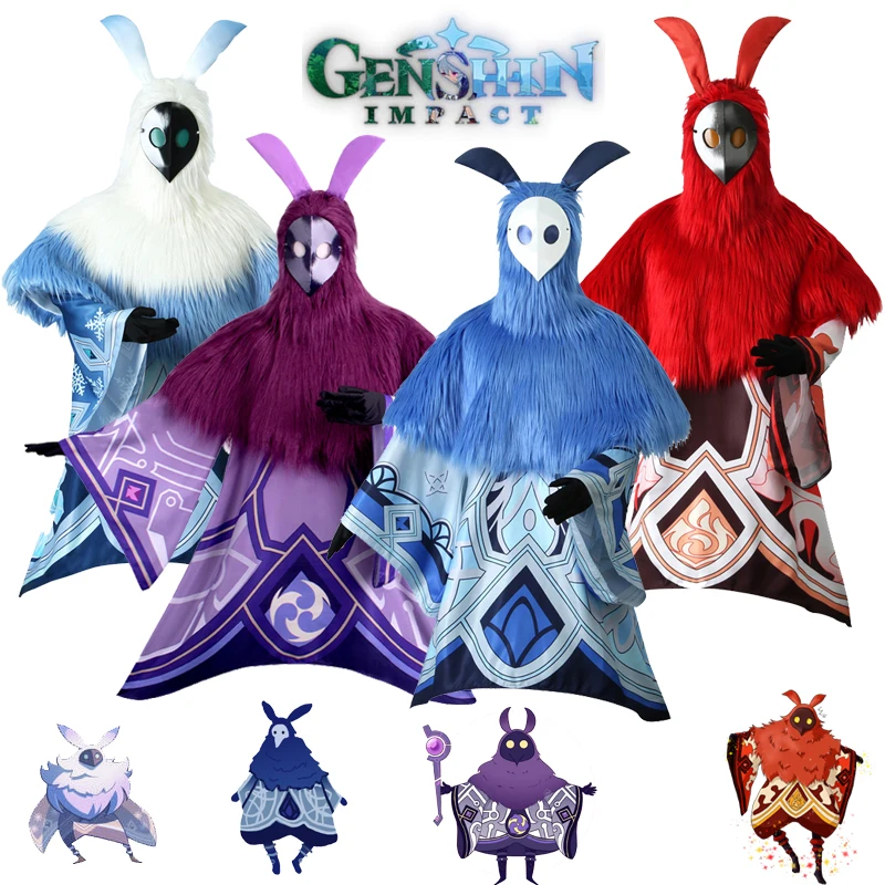 Game Abyss Mage Cosplay Costume Genshin Impact Water Ice Fire Thunder Attribute Outfit Halloween Carnival Cape Mask Gloves Props