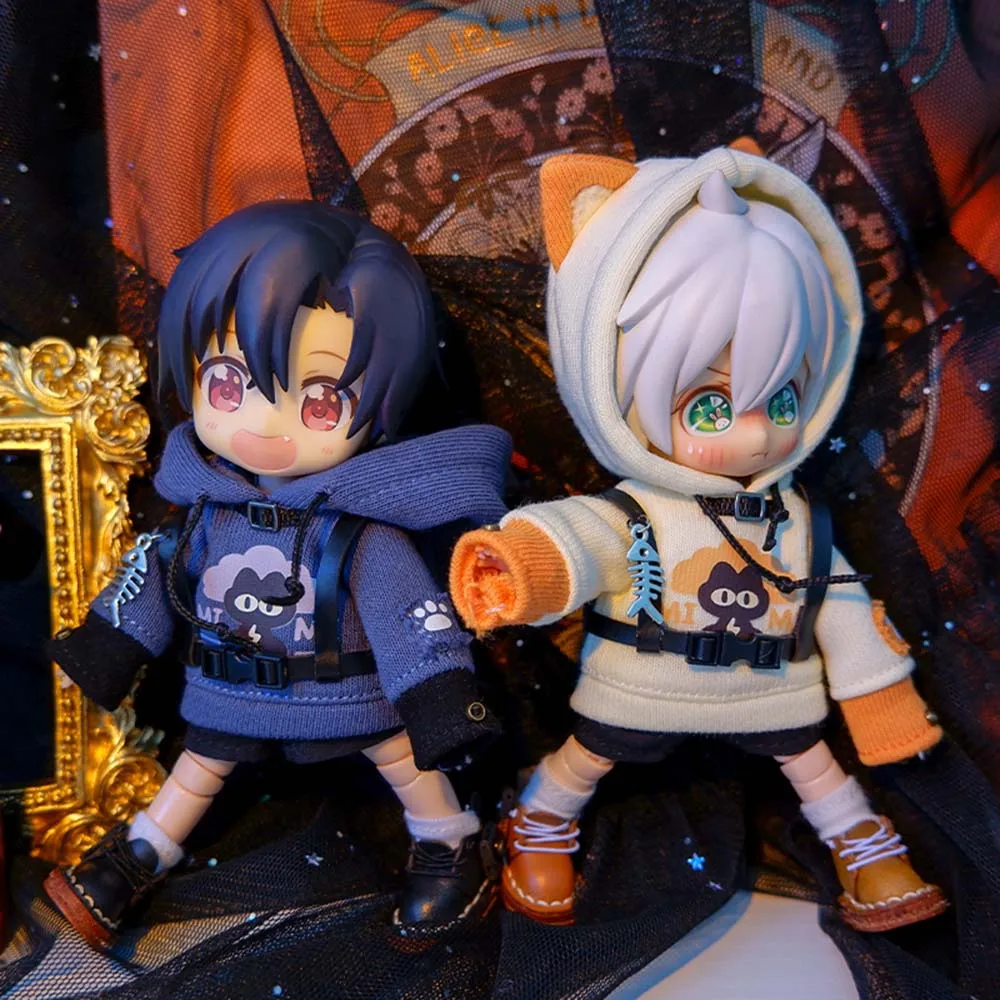 OB11 new Doll Cothes Halloween series Set Spliced Long-sleeved Sweater Cute Lighing Cat Hat 2025 For Molly GSC YMY P9Body 1/12 UF Doll