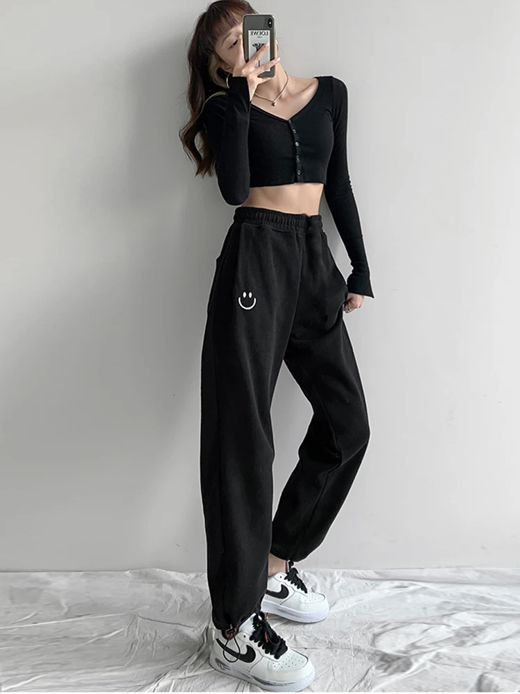 Spring new Autumn 2025 Women pants gray Sweatpants Casual Baggy Pants female Vintage Haruku Streetwear sport Wide Leg Trousers