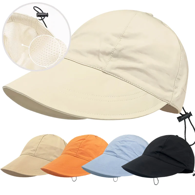 Foldable Wide Brim Sun 2025 Hats Drawstring Adjustable Caps Men Women Beach Hat Summer Breathable new Quick-drying Visors Fisherman Cap
