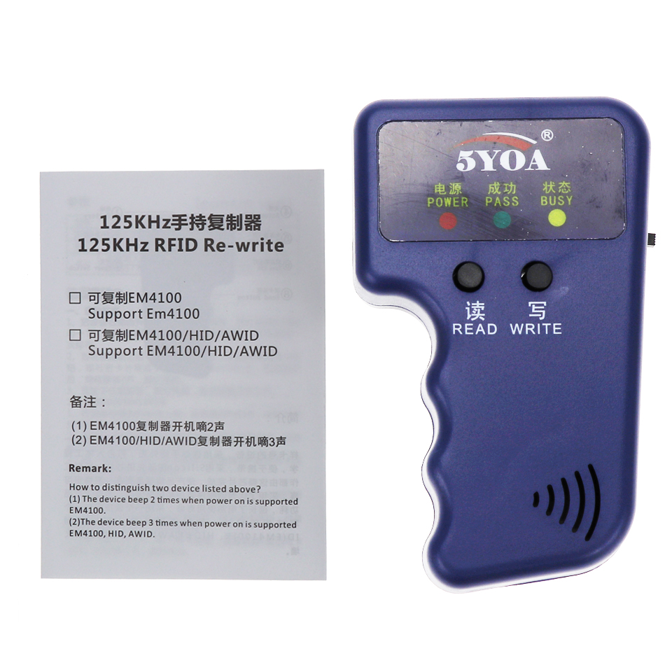 125KHz RFID Duplicator T5577 Blank Chip Card Programmer Copier Writer Reader Writer ID Card Cloner & key