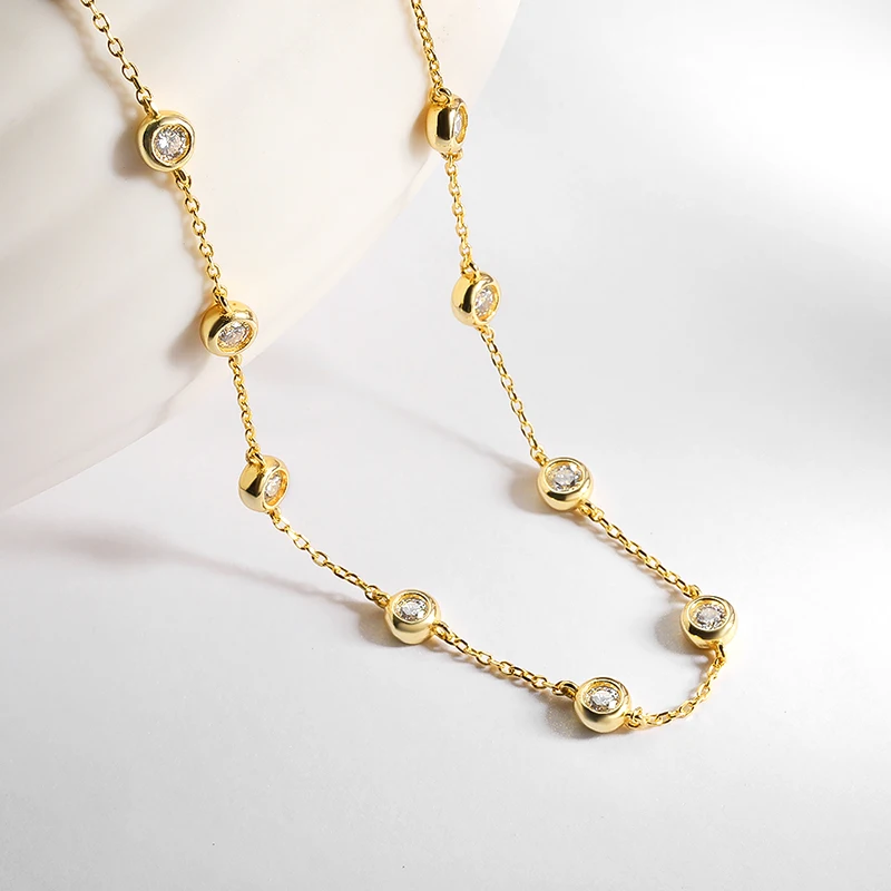 Smyoue 2cttw Genuine Moissanite Tennis Necklace for Women Bubble Full Diamond Pendant Men Chains S925 Sterling Silver Jewelry