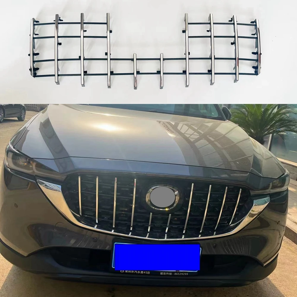 Car Front Lower Bumper Grill Grille Moulding Cover For Mazda CX5 CX-5 2022 Front Bottom Middle Net Decoration