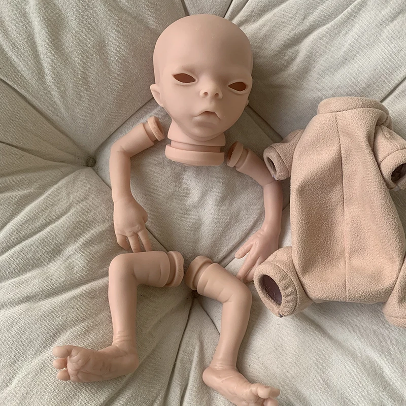 15inch Unfinished Unpainted Reborn Doll Kit Imani Alien Baby Premie Sise Lifelike Soft Touch Blank Kit with Cloth Body