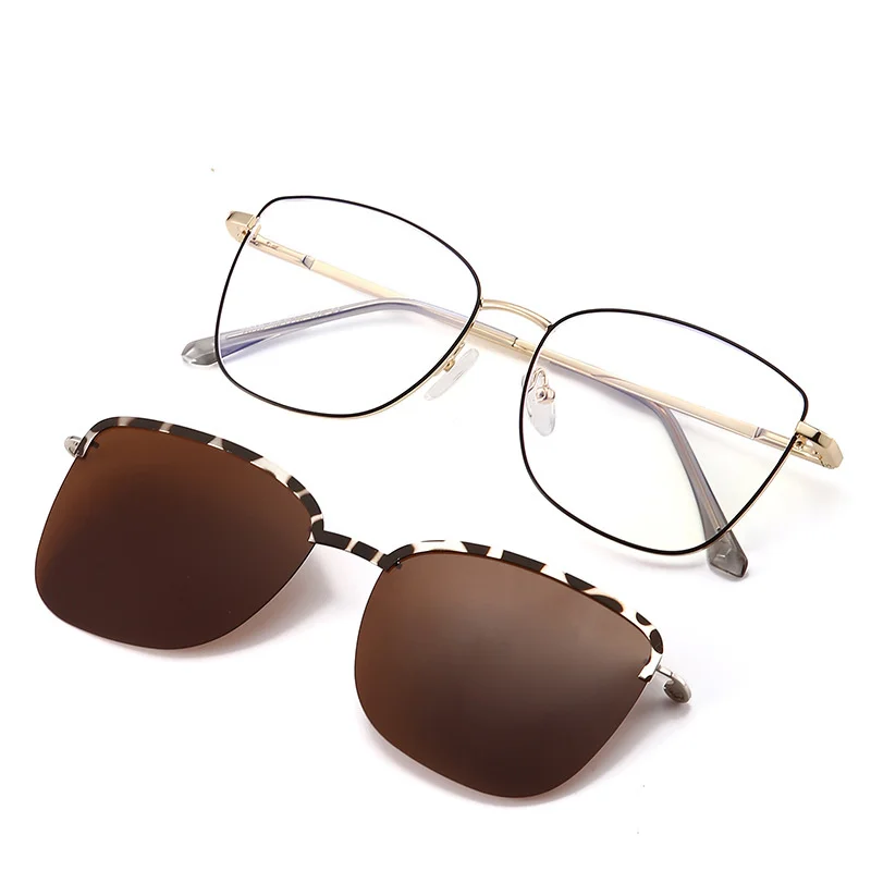 COHK 2025 2 In 1 Custom Polarized Optical Magnetic Sunglasses For Women Clip Magnet Clip On Sun Glasses Clip Metal new Eyeglasses Frame