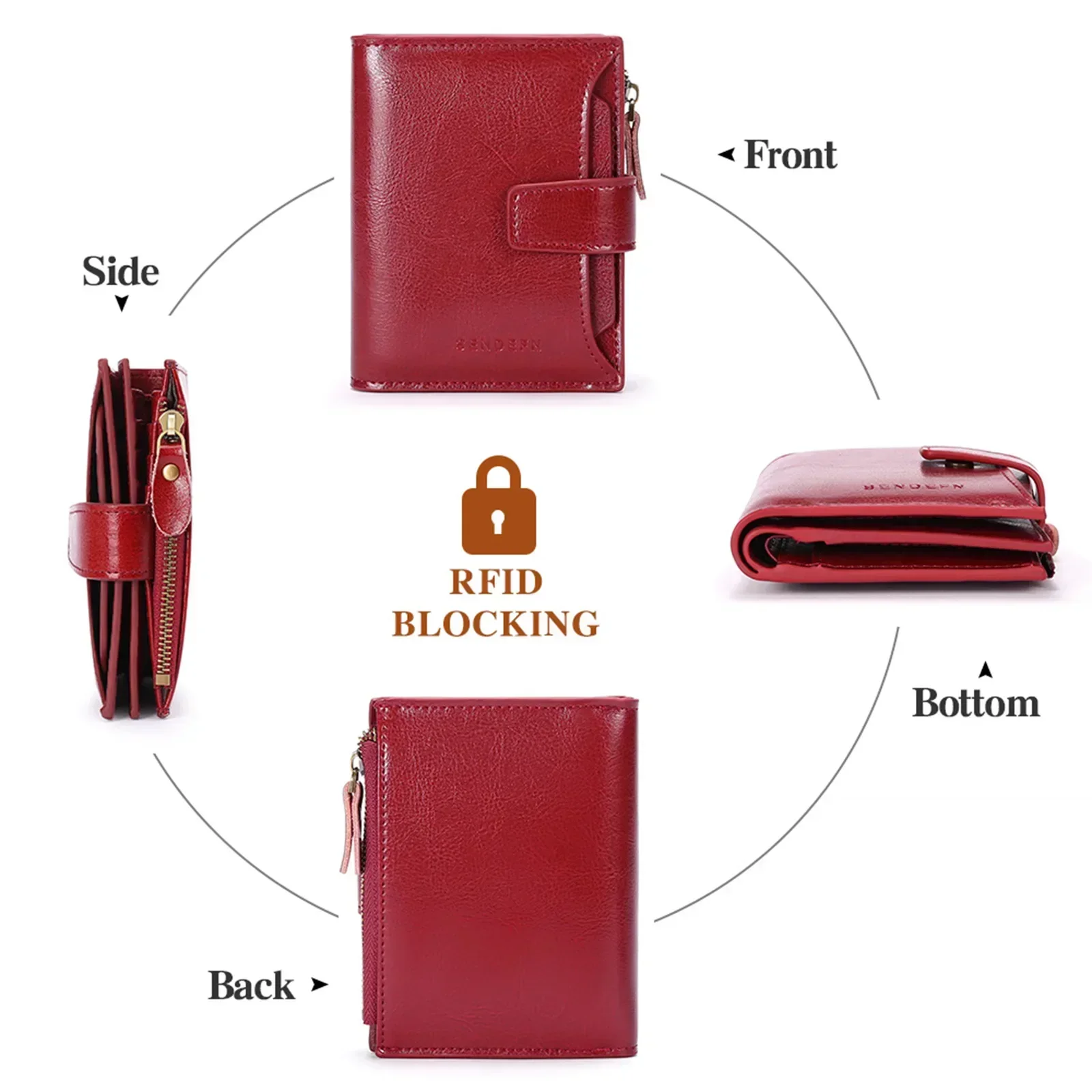 Women Short new Genuine Leather Wallets Vintage Purse 2025 Multi-functional Clutch Coin Card Holder High-quality Small Money Clip 8Z