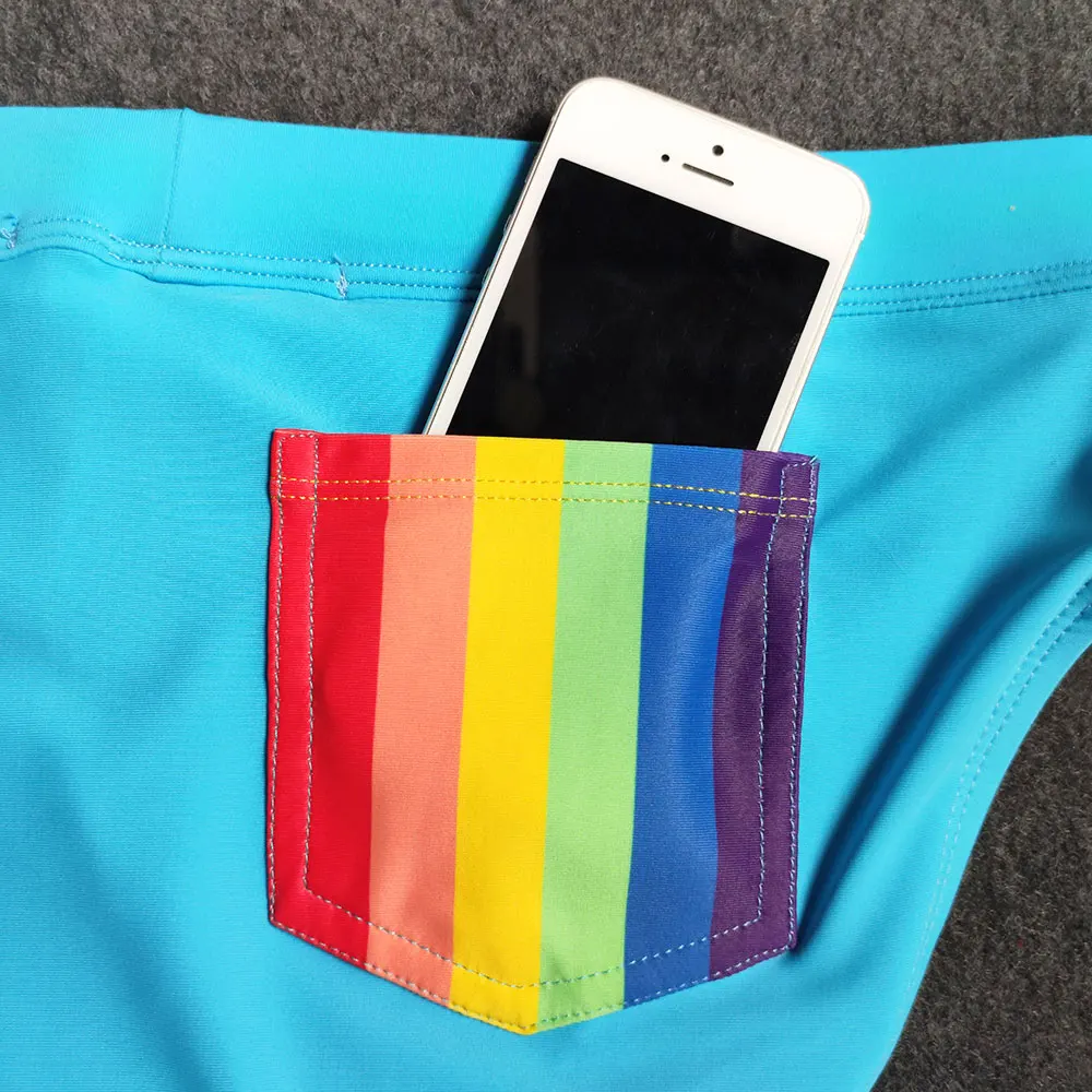 UXH Hot Sexy Mens Swimsuit Push-up rainbow Briefs Swimwear Male Sexy Swimming Bikini Shorts Men Surf Board Beach Surfing Swim