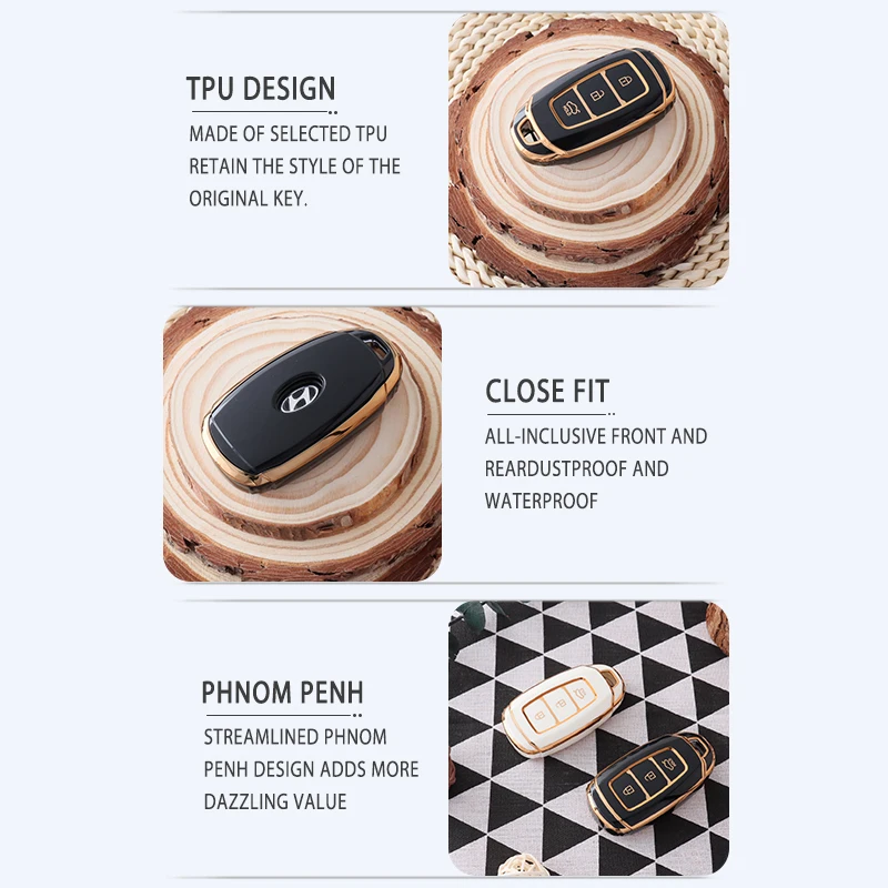 TPU Car Key Case Cover Fob for Hyundai Santa I30 IX35 Encino Kona Solaris Accent Fe Azera Grandeur Elantra Key Shell Accessories