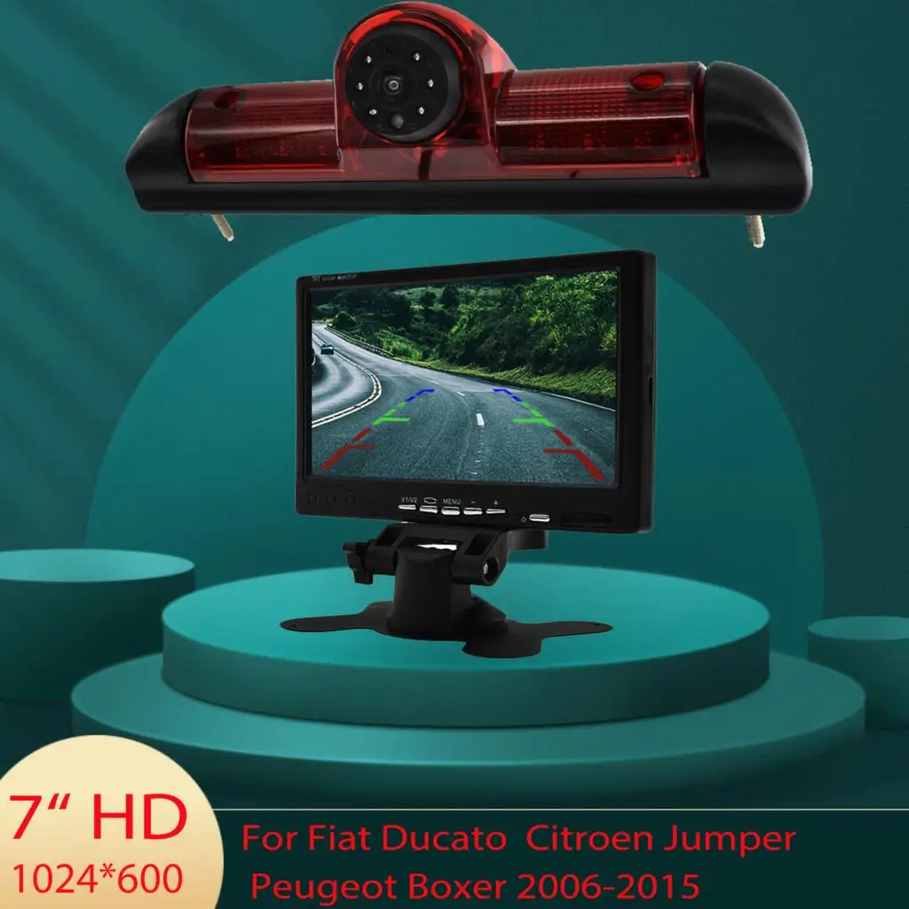 Parking House Car Rear View Camera Brake Light with 7 Inch Monitor For Fiat Ducato Citroen Jumper Peugeot Boxer 2006-2015
