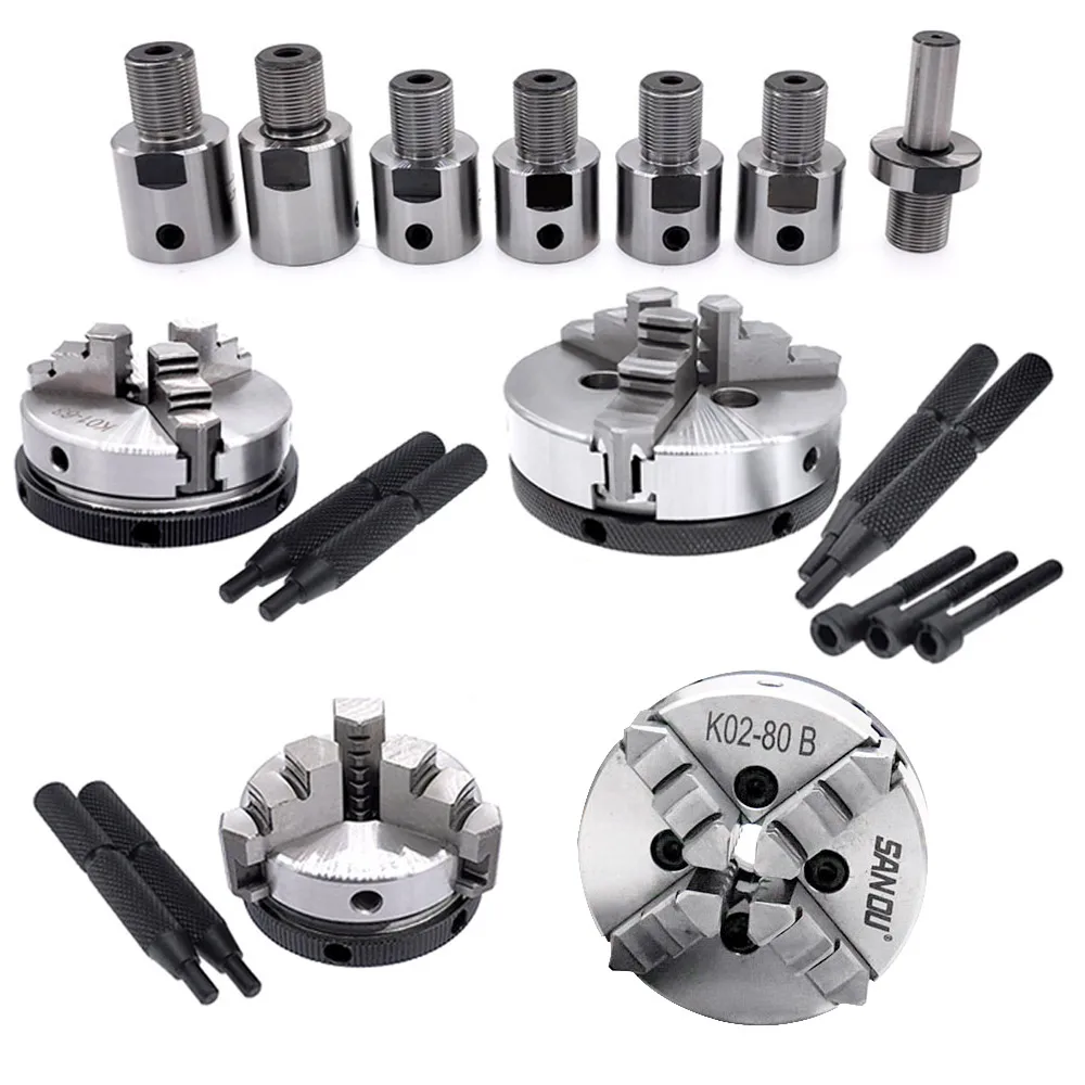 K01-50 Lathe Chuck 3 Jaw 4 Jaw M14*1 Connecting Rod K01-63 80 K02-50 63 80B Self-Centering Mini DIY Metal For Wood Lathe Tools