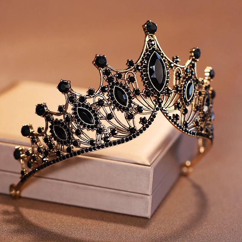 Itacazzo Bridal Headwear Black-colour Baroque Style Mysterious Ladies' Bridal Wedding Tiara