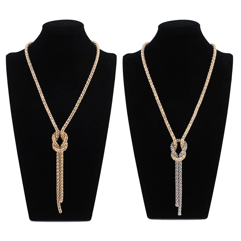 New Women Simple Sweater Chain 2025 Choker new Necklaces Vintage Long Knot Knotted Sweater Chain Necklace For Female Bohemian Jewelry