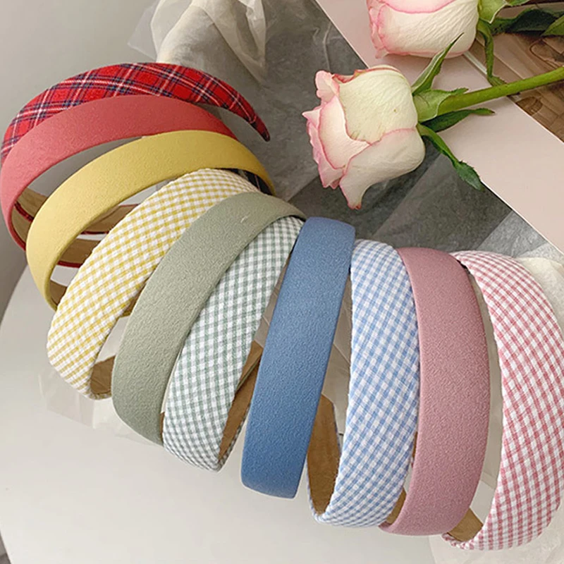 Korea Style Retro Headband Women Simple Cloth Fabric 2025 Hair Band Floral Lattice Hairbins for new Ladies Girl Headwear Hair Accessories