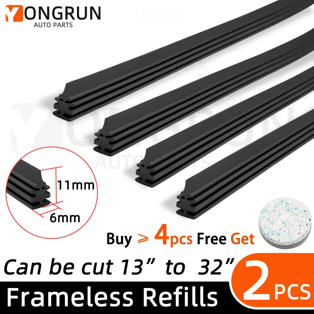 2PCS 35cm To 80cm new Car Wiper 2025 Rubber Refill Blade Soft Insert Strip DIY Can Be Cut Windshield Wiper Replacement Parts 26" 32"
