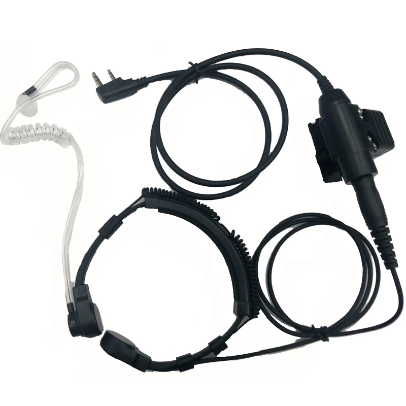 Walkie Talkie Microphone Tactical Throat Mic Earpiece Headset NATO Plug for Kenwood Baofeng UV-5R