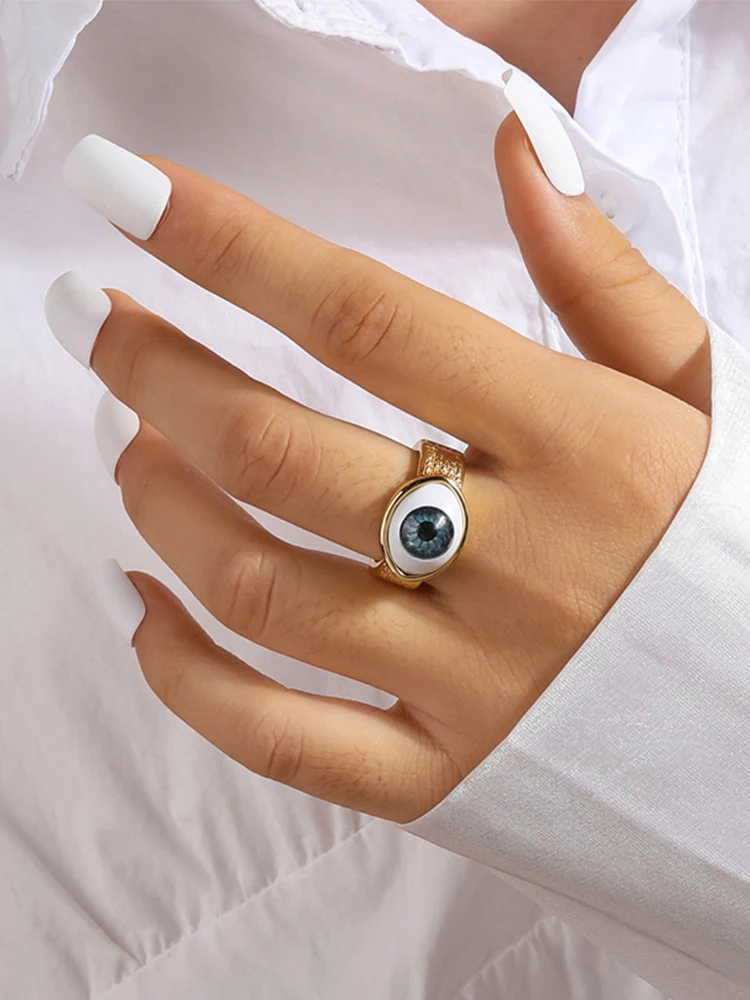 Obega Vintage Simple Evil Eye Rings For Women Gothic Gold Color Lucky Turkish Blue One Eyed 2025 new Finger Ring Jewelry Gifts
