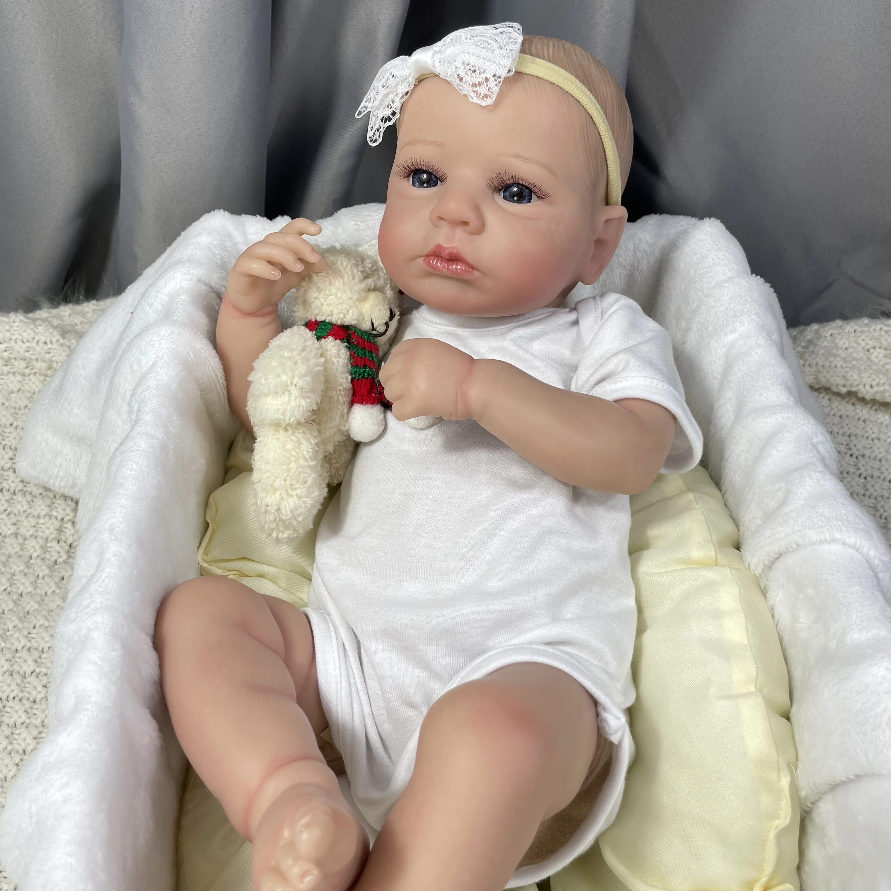 50CM Already Painted Finished Reborn Baby Doll LouLou Awake Newborn Baby Size 3D Skin Visible Veins Collectible Art Doll