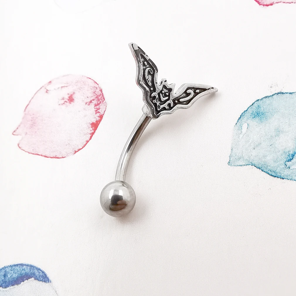 JHJT 16G 316L Surgical Steel Bat Cartilage Earring Studs Helix Tragus Curved Barbell Eyebrow Ring Piercing Body Jewelry