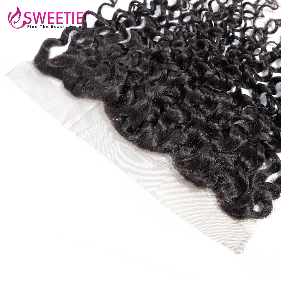 2025 13x4 Water Wave new Lace Frontal 18 20 22inch Frontal Natural Color Remy Hair Extensions Brazilian Transparent Lace Hair Closure