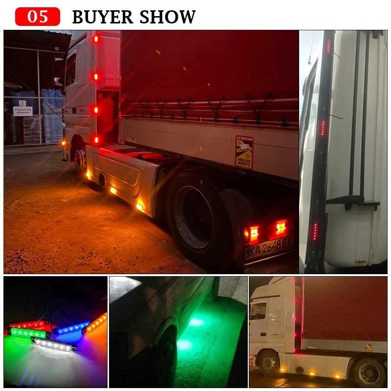 10Pcs 12v 24v Led Bus Side Marker Indicators Lamp Car Signal Brake Rear Warning Trailer Lights for Scania Truck Accessories