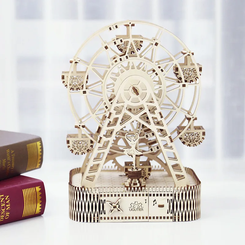 3D DIY Wood Puzzle Jigsaw Vintage Pendulum Owl Clock Ferris Wheel Model Set Creative Assembled Puzzle Toys Gifts For Adults Gift