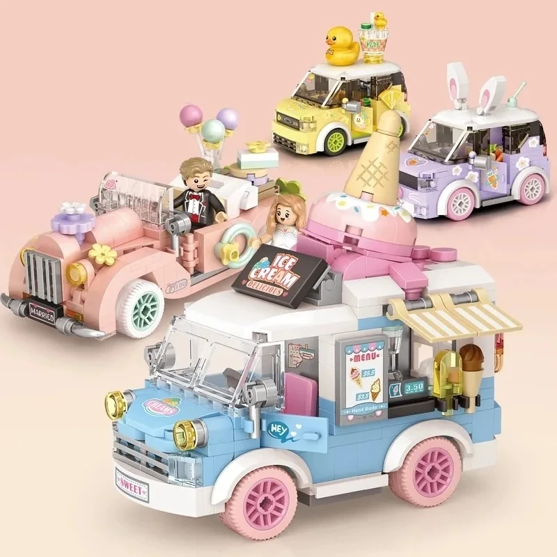 LOZ Mini Blocks City Series Street view 294pcs+ FOOD truck fruit/icecream car learning Assemble Toys toys for children 4207