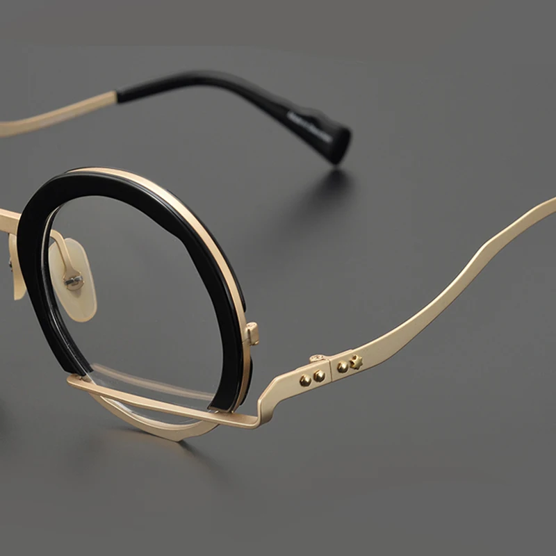 Retro glasses frame men top quality pure alloy tideway optical eyewear Myopia reading women round personalized eyeglasses