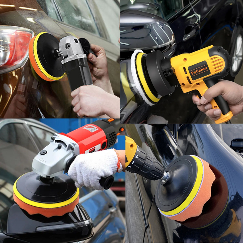 Car Polishing Pad Waxing Sponge Pad Polishing Kit Auto Detailing Sandpaper Buffing Sanding Disc Adapter Headlight Restoration