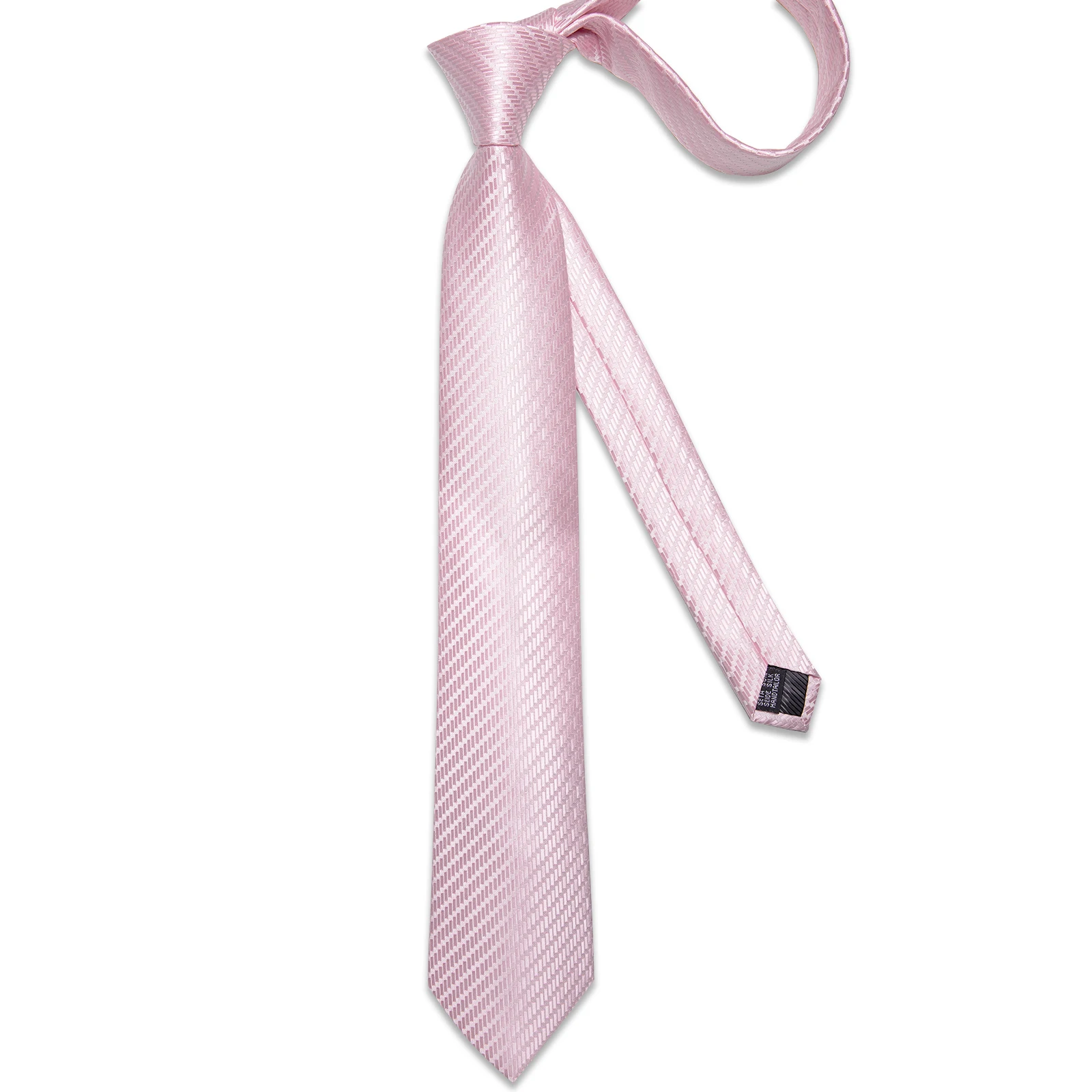 Pink Plaid Striped Silk Ties for new Men Pocket Square 2025 Cufflinks Wedding Party Accessories Gift 150cm Length Neck Tie Set