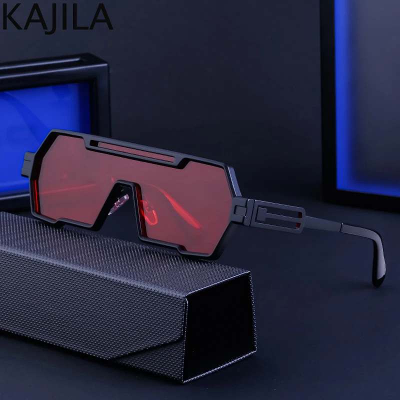 Steampunk One-Piece Sunglasses Men Oversized Punk Sun Glasses for Male 2023 Luxury Brand Vintage Square Eyewear Big Frame Shade