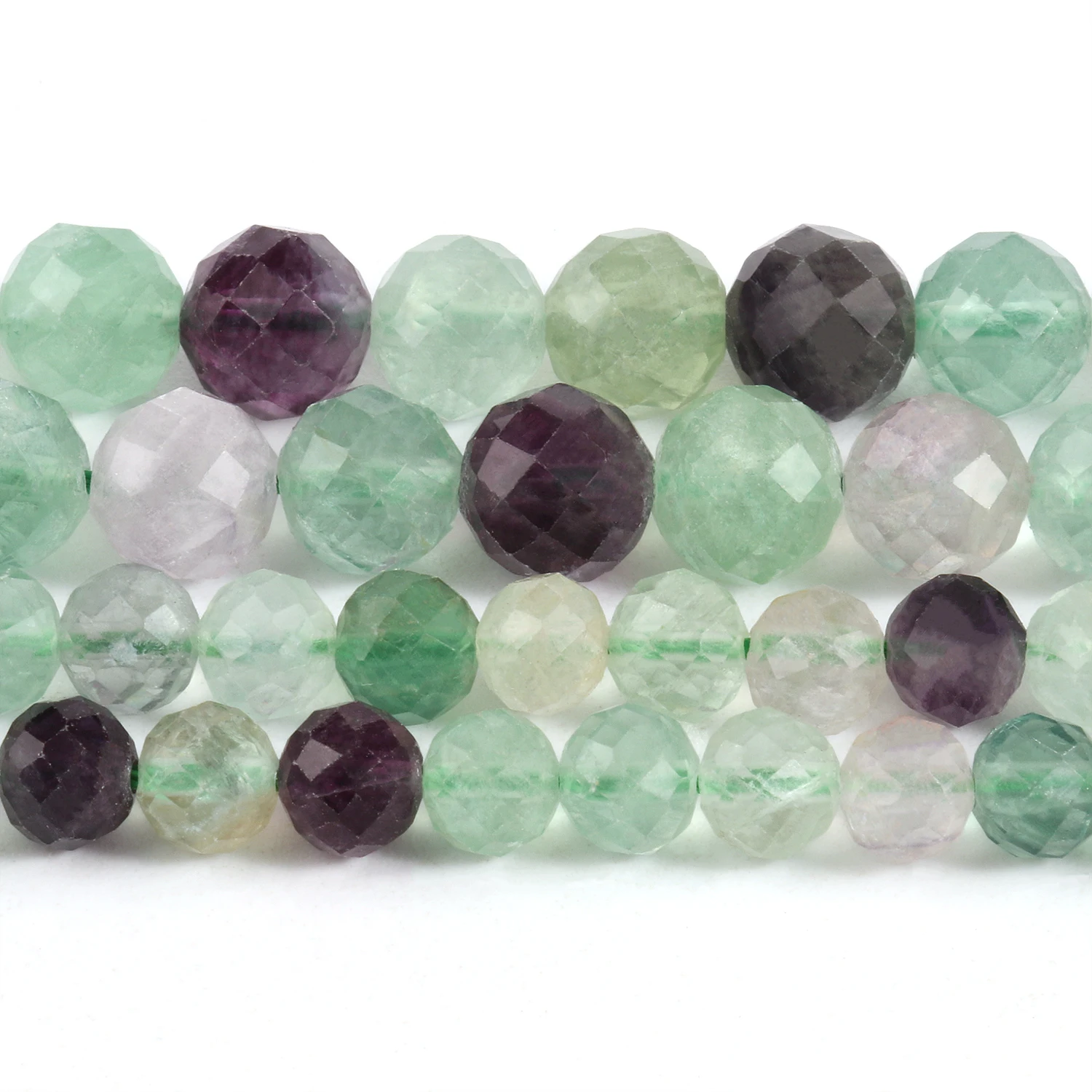 Faceted Colorful Fluorite Beads Natural Stone Loose Spacer new Round Beads for 2025 Jewelry Making DIY Handmade Bracelet Accessories