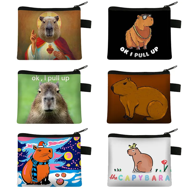 Animal Capybara Printing Coin Purse Women new Wallets Credit Card 2025 Key Earphone Holder Credit Card Bag Holder Casual Money Bags Gift