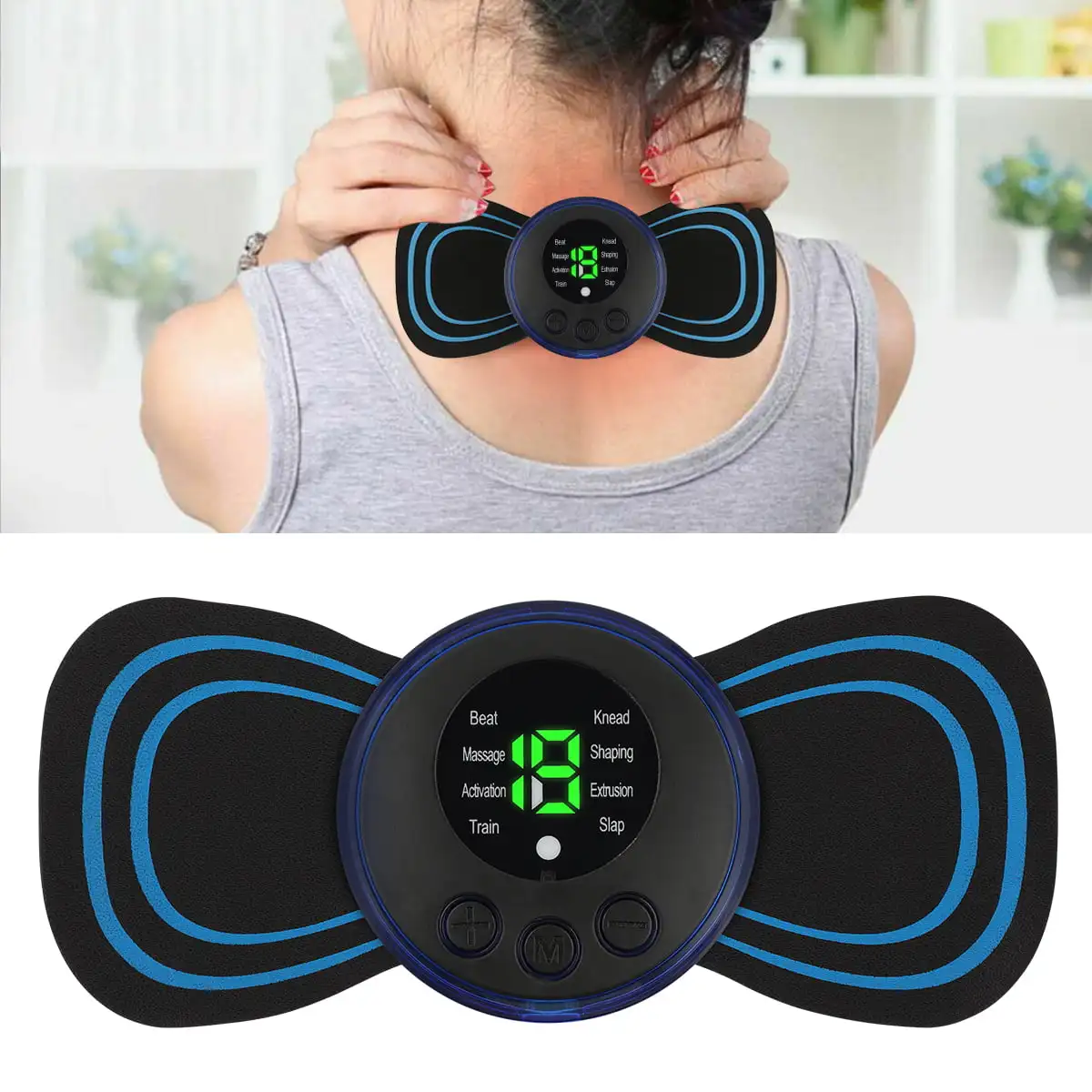 Portable EMS Mini Neck Massager Electric Back Shoulder Massager Cervical Massage Patch Stimulator Cervical Spine Relaxation