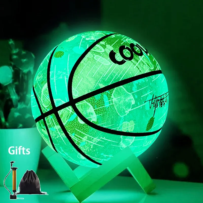 Reflective Glow Basketball Size 5 6 7 2025 new Outdoor Street Cool Balls Glowing Luminous Basketballs Child Youth Adults Balls Free Gift