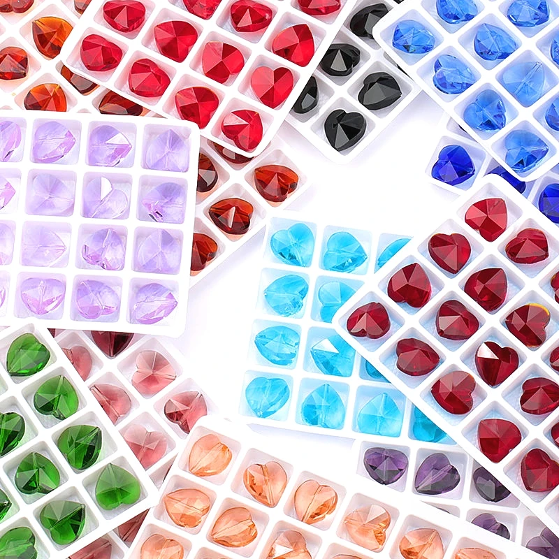 14mm 28pcs/pack crystal Heart shape beads Austria glass charms beads Pendant Rhinestone for Jewelry accessories Earring making