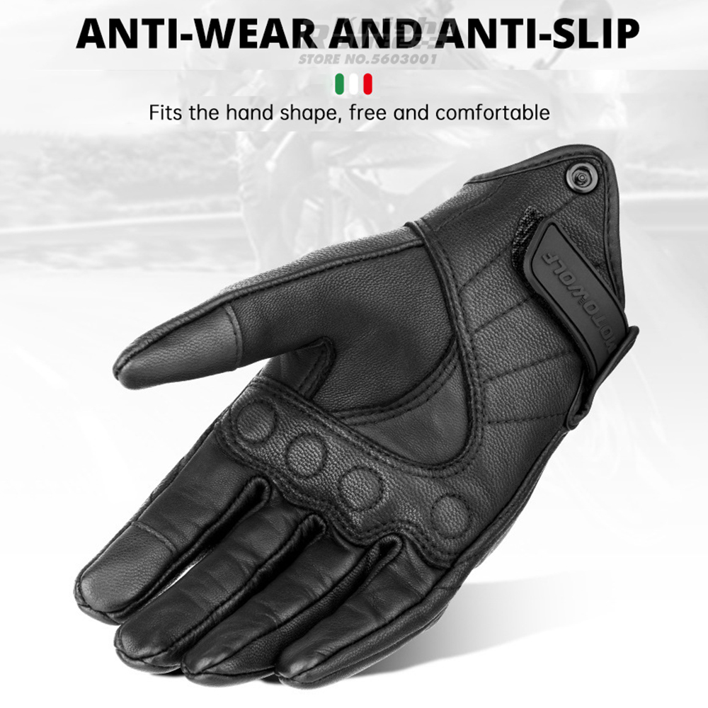 Genuine Leather Motorcycle Gloves Winter Moto Gloves Men Summer Goatskin Motorbike new 2025 Touch Screen Fist Joint Protect Guantes