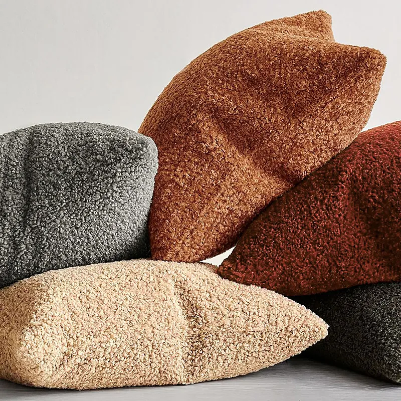 Polyester Teddy Boucle Throw Pillows Throw Pillow Case 45*45 Decorative 2025 Pillows For Sofa For new Living Room Decorative Cojines