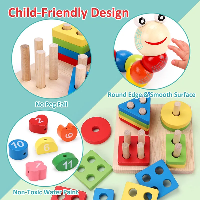 Montessori Baby Toys 0 12 Months 2025 Wooden Toys new Puzzle Beads Early Educational Toy for Children 1 2 3 Year Boys Girls Xylophone