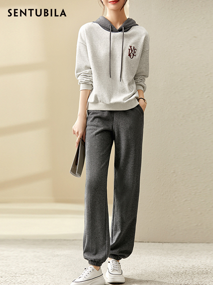 Sentubila Sports 2025 Hoodies Tracksuit Women Two Piece Pant Set new 2024 Spring Casual Long Sleeve Sweat Suit Sweatpant Matching Sets