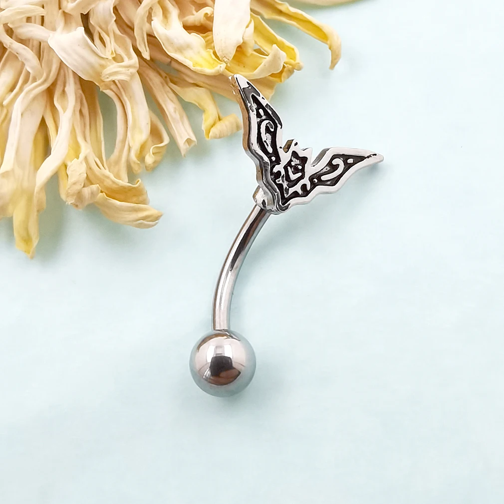 JHJT 16G 316L Surgical Steel Bat Cartilage Earring Studs Helix Tragus Curved Barbell Eyebrow Ring Piercing Body Jewelry